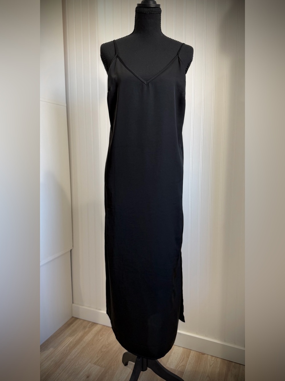 a new day Black Satin Maxi Slip Dress